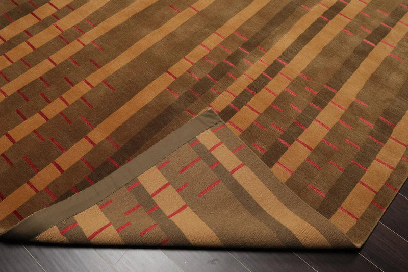 8'x10' Hand Knotted Tibetan 100% Wool Modern & Contemporary Oriental Area Rug Brown