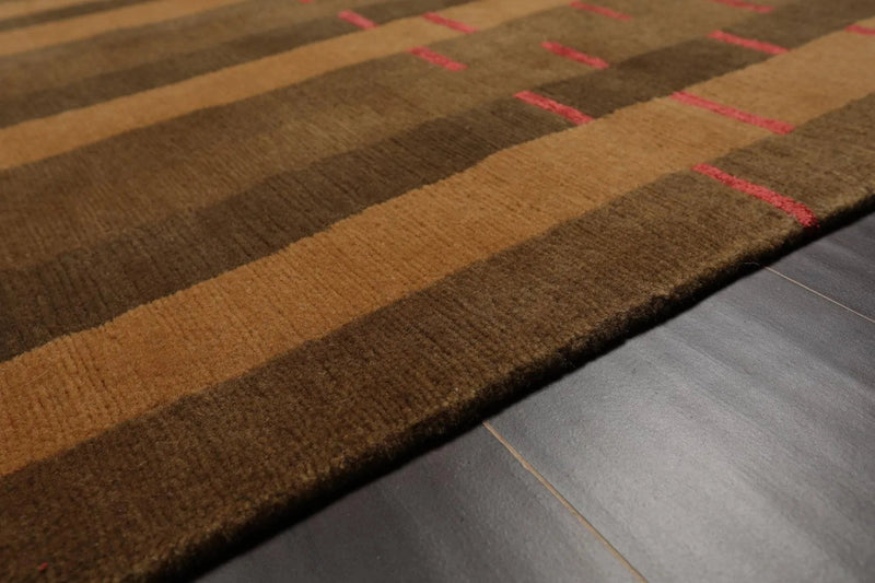 8'x10' Hand Knotted Tibetan 100% Wool Modern & Contemporary Oriental Area Rug Brown