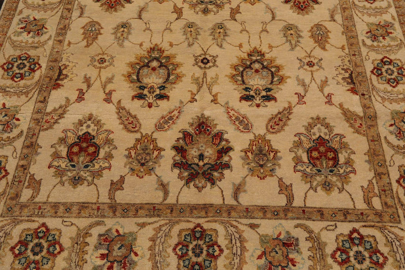 5'11"x 8'11" Hand Knotted Agra 100% Wool Traditional Oriental Area Rug Beige