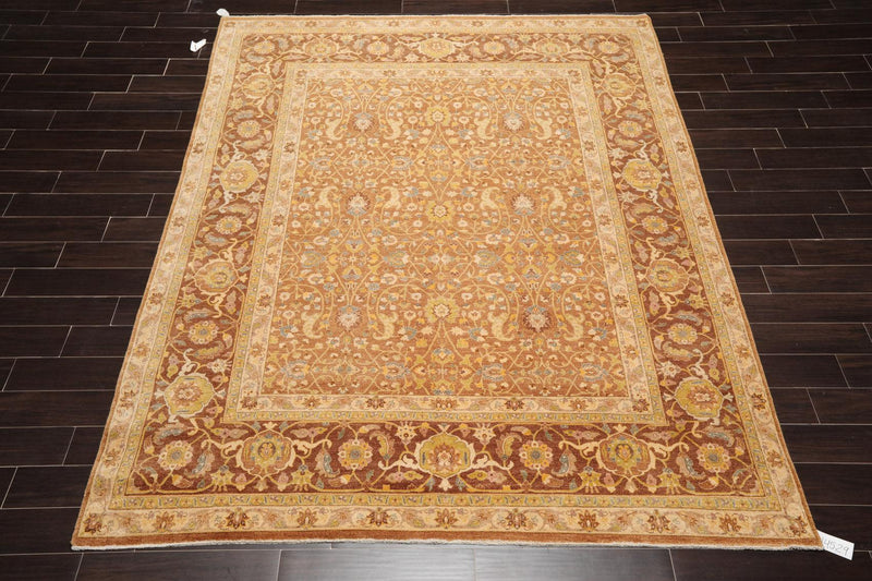 7'7"x9'11" Hand Knotted 100% Wool Peshawar 250 KPSI Oriental Area Rug Slate