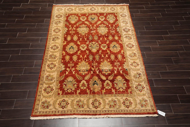 5'9"x 9' Hand Knotted Oushak New Zealand Wool Oriental Area Rug Burnt Orange