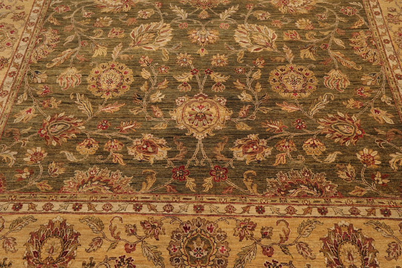 8' x 9'10" Hand Knotted 100% Wool Peshawar Oriental Area Rug Pistachio Gold