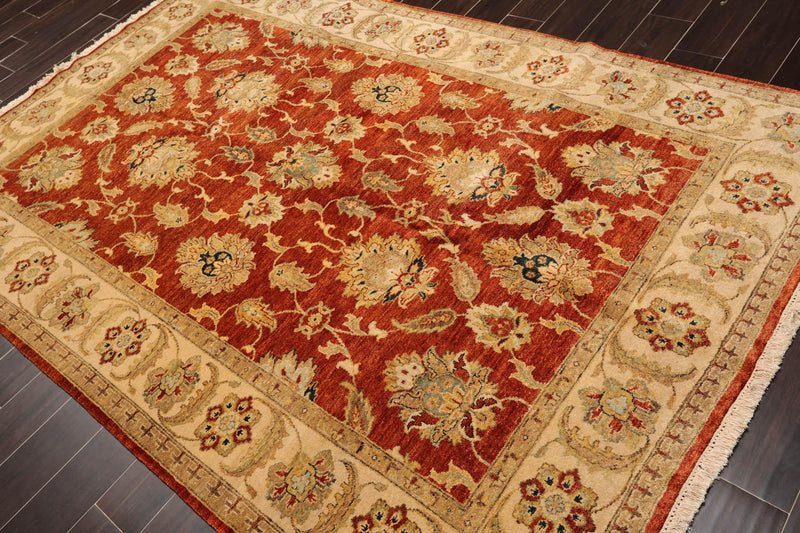 5'9"x 9' Hand Knotted Oushak New Zealand Wool Oriental Area Rug Burnt Orange