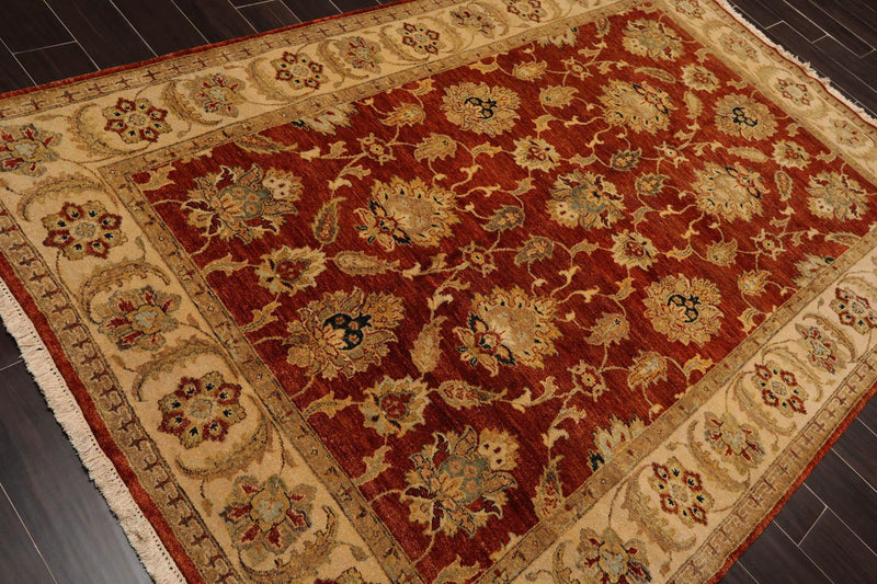 5'9"x 9' Hand Knotted Oushak New Zealand Wool Oriental Area Rug Burnt Orange