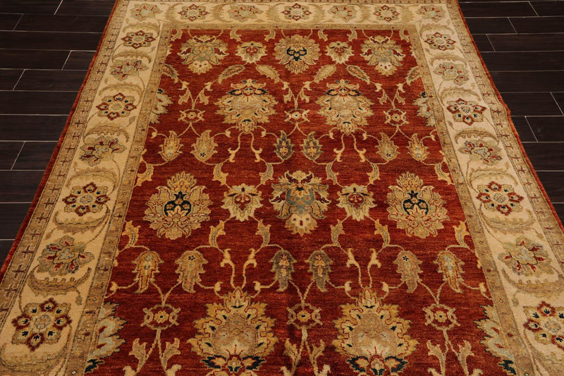 5'9"x 9' Hand Knotted Oushak New Zealand Wool Oriental Area Rug Burnt Orange