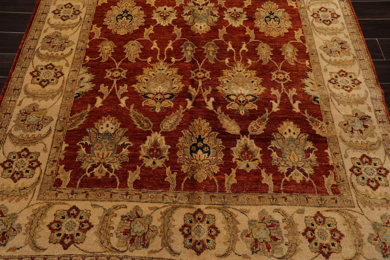 5'9"x 9' Hand Knotted Oushak New Zealand Wool Oriental Area Rug Burnt Orange