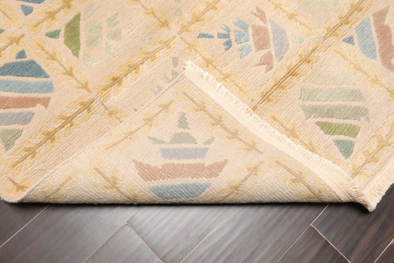 3'1" x 5'9" Hand Knotted 100% Wool Tibetan Oriental Area Rug Modern Beige