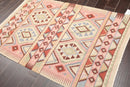 3'9" x 5'9" Hand Woven Wool Southwestern Turkish Kilim Oriental Area Rug Beige