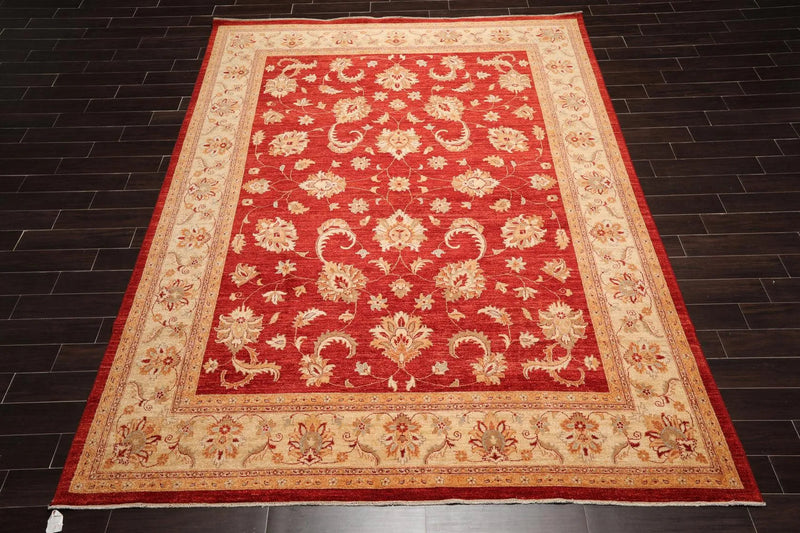 8'10'' x 11'8'' Hand Knotted 100% Wool Peshawar Oriental Area Rug Orangy Red
