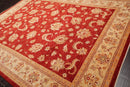 8'10'' x 11'8'' Hand Knotted 100% Wool Peshawar Oriental Area Rug Orangy Red