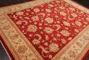 8'10'' x 11'8'' Hand Knotted 100% Wool Peshawar Oriental Area Rug Orangy Red