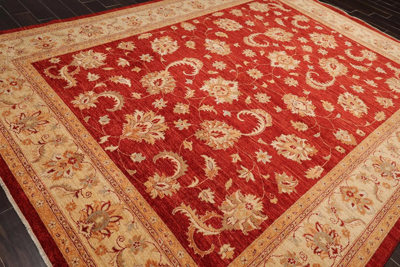 8'10'' x 11'8'' Hand Knotted 100% Wool Peshawar Oriental Area Rug Orangy Red
