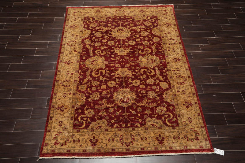 6' x 8'9" Hand Knotted Agra 100% New Zealand Wool Oriental Area Rug Ruby