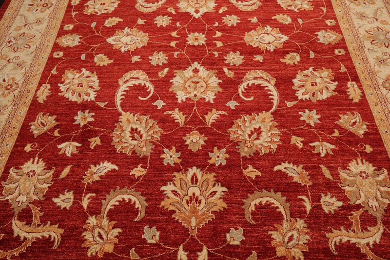 8'10'' x 11'8'' Hand Knotted 100% Wool Peshawar Oriental Area Rug Orangy Red