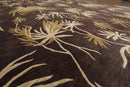 9' x 12'Tibetan Hand Knotted Botanical Designer Wool Modern Area Rug Coffee