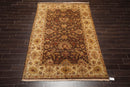 6'1" x 9'5" Hand Knotted Agra 100% New Zealand Wool Oriental Area Rug Brown