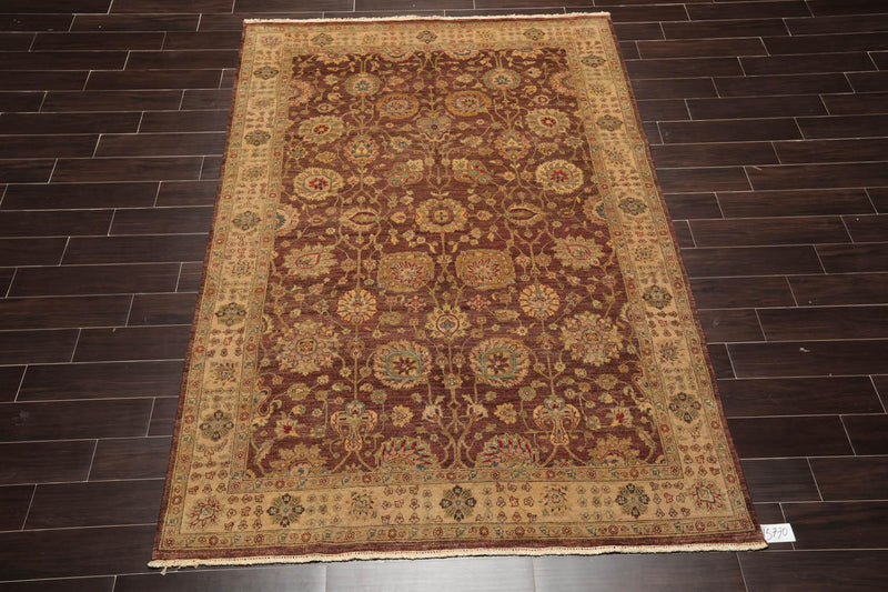 5'11" x 8'11" Hand Knotted Mahal New Zealand Wool Oriental Area Rug Brown
