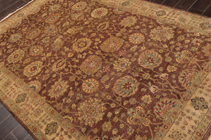 5'11" x 8'11" Hand Knotted Mahal New Zealand Wool Oriental Area Rug Brown