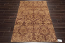 4'x5'10'' Hand Knotted Damask Indo-Tibetan New Zealand Wool Area Rug Tan