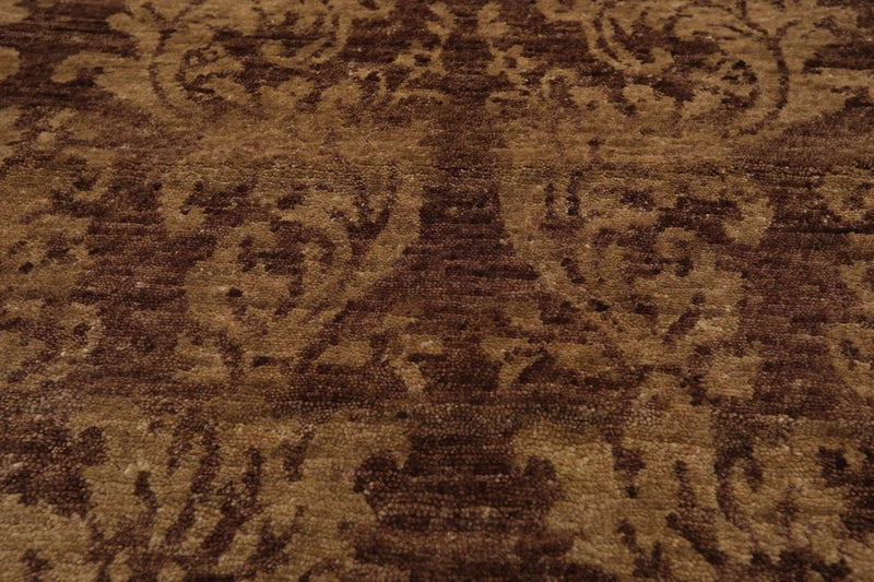 4'x5'10'' Hand Knotted Damask Indo-Tibetan New Zealand Wool Area Rug Tan