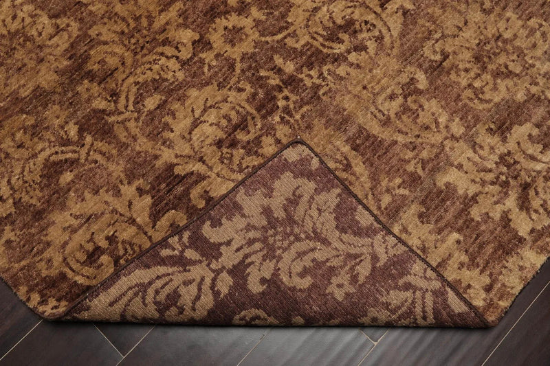 4'x5'10'' Hand Knotted Damask Indo-Tibetan New Zealand Wool Area Rug Tan