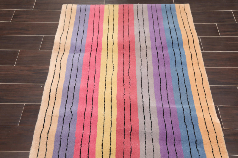 3'6" x 5'6" Handmade 100% Wool Traditional Oriental Area Rug Modern Gray