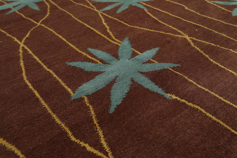 3'11" x 6' Hand Knotted Tibetan Wool & Silk Oriental Area Rug Brown