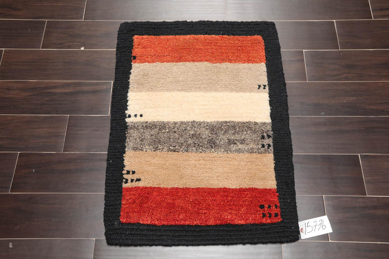 2'2" x 2'11" Hand Knotted Tibetan Wool Contemporary Thick pile Area Rug Beige