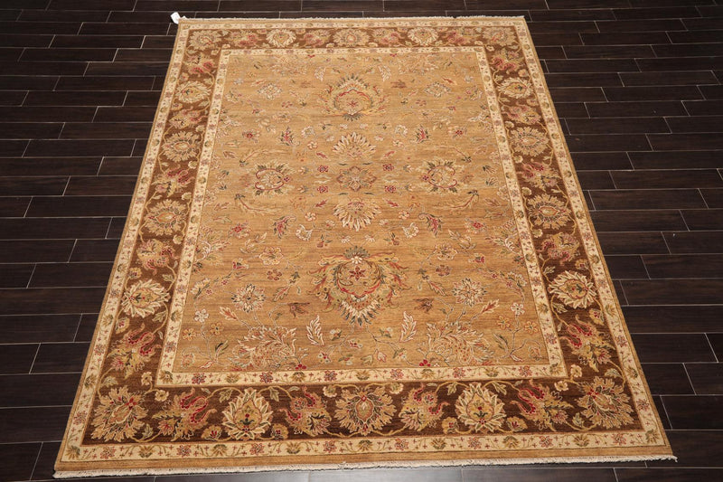 8'x10'1" Hand Knotted Wool Peshawar Traditional 150 KPSI Oriental Area Rug Camel