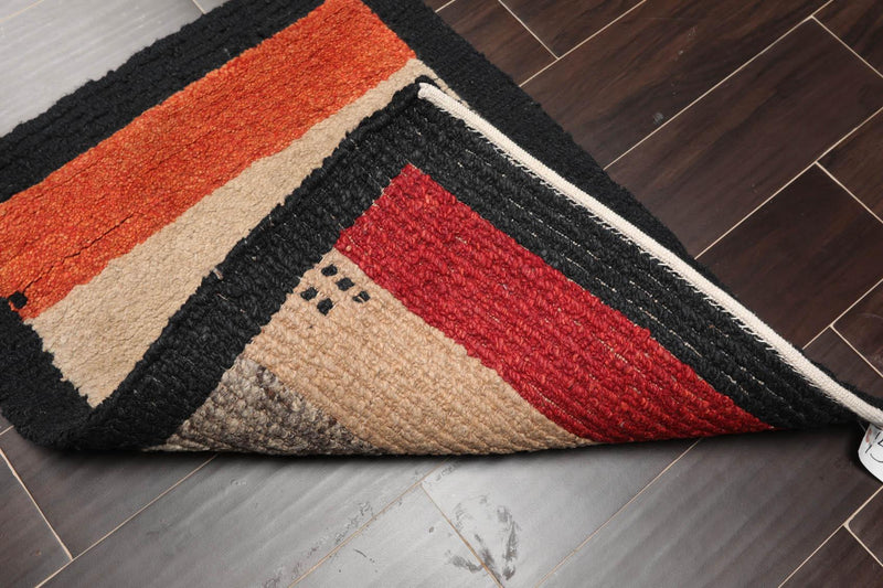 2'2" x 2'11" Hand Knotted Tibetan Wool Contemporary Thick pile Area Rug Beige