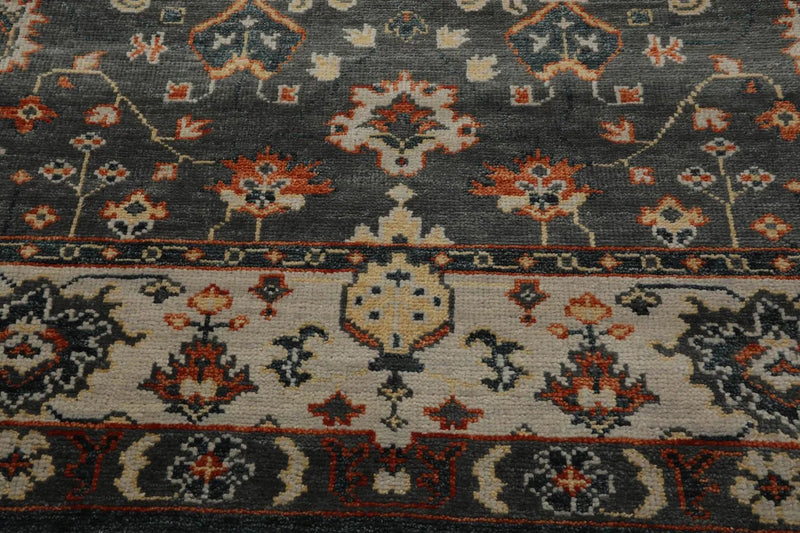 7' 11''x10' 1'' LoomBloom Muted Turkish Oushak Hand Knotted 100% Wool Traditional Area Rug Gray, Burnt Orange Color