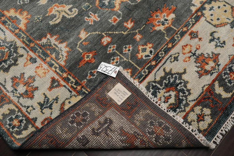 7' 11''x10' 1'' LoomBloom Muted Turkish Oushak Hand Knotted 100% Wool Traditional Area Rug Gray, Burnt Orange Color