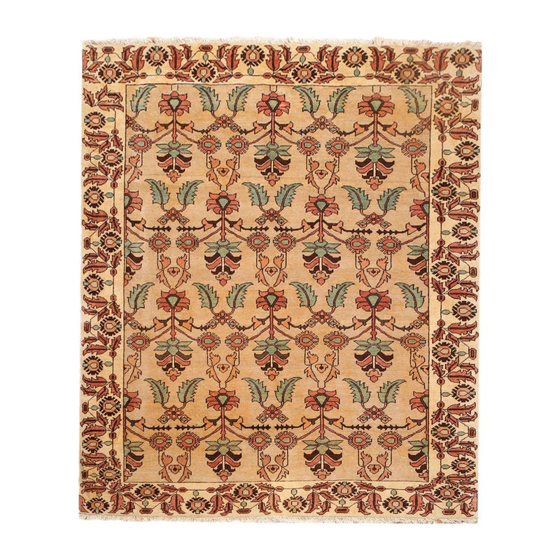 7’ x 8’6" Hand Knotted Authentic Turkish Wool Sarouk Area Rug Beige