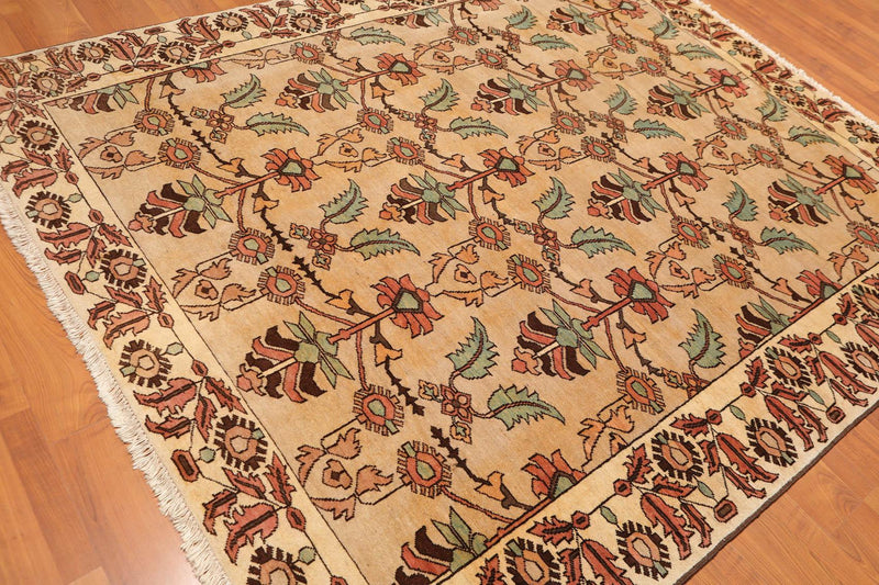 7’ x 8’6" Hand Knotted Authentic Turkish Wool Sarouk Area Rug Beige