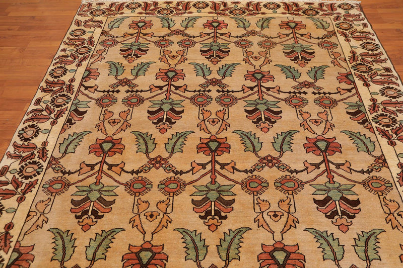 7’ x 8’6" Hand Knotted Authentic Turkish Wool Sarouk Area Rug Beige