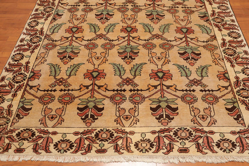 7’ x 8’6" Hand Knotted Authentic Turkish Wool Sarouk Area Rug Beige