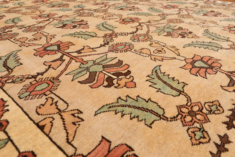 7’ x 8’6" Hand Knotted Authentic Turkish Wool Sarouk Area Rug Beige