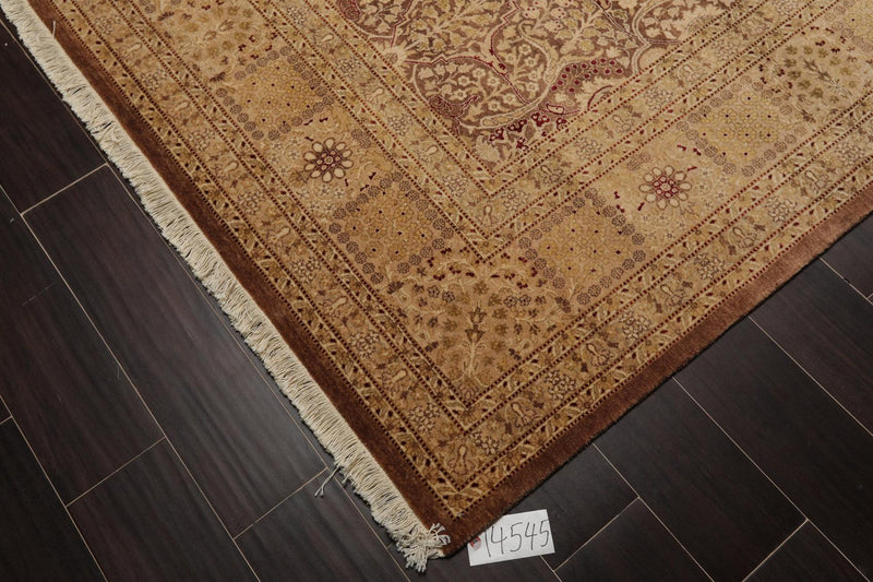 8'1" x 10'2" Hand Knotted Wool PakPersian 16/18 300 KPSI Oriental Area Rug Brown
