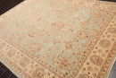 7'9'' x 10' Hand Knotted 100% Wool Peshawar Traditional Area Rug Aqua Beige
