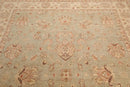 7'9'' x 10' Hand Knotted 100% Wool Peshawar Traditional Area Rug Aqua Beige