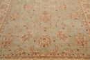 7'9'' x 10' Hand Knotted 100% Wool Peshawar Traditional Area Rug Aqua Beige