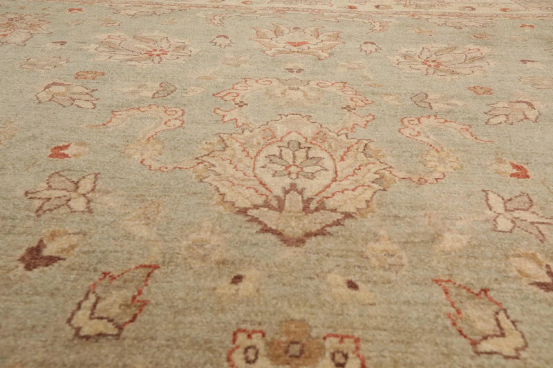 7'9'' x 10' Hand Knotted 100% Wool Peshawar Traditional Area Rug Aqua Beige