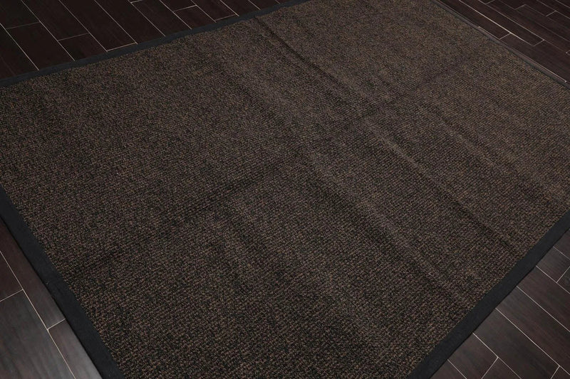 6x9 Black Machine Made in USA Modern Flatwoven 100% Wool Oriental Area Rug