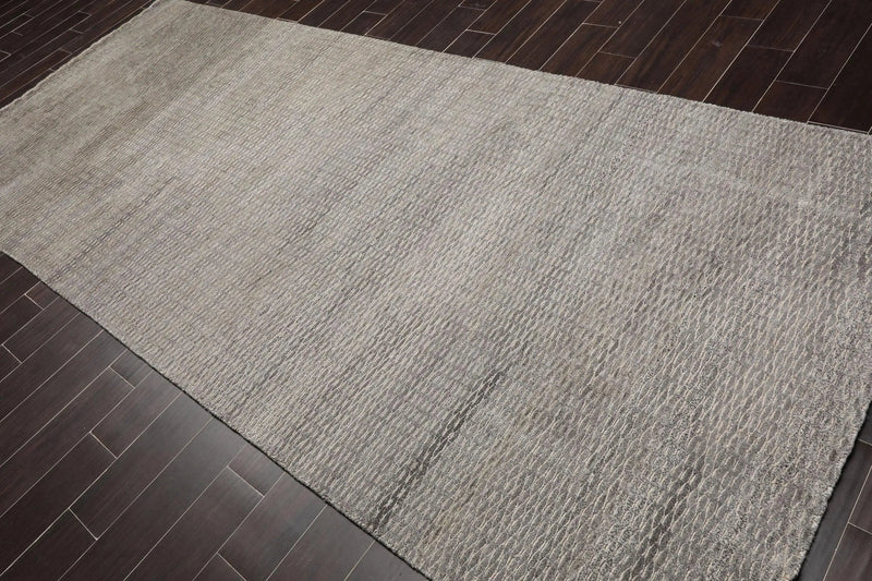 5’ x 12’ Hand Knotted Wool & Jute Palace Runner Modern Area Ru Beige Gray