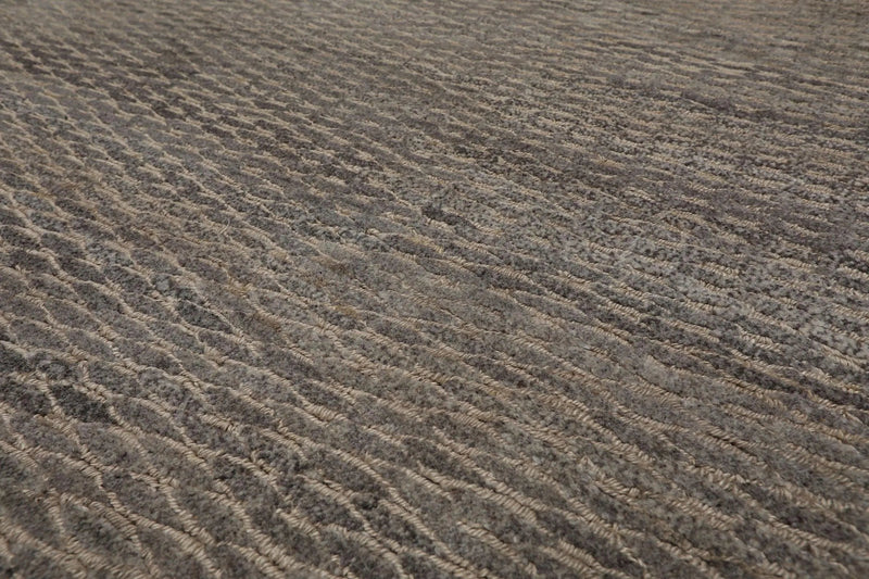 5’ x 12’ Hand Knotted Wool & Jute Palace Runner Modern Area Ru Beige Gray