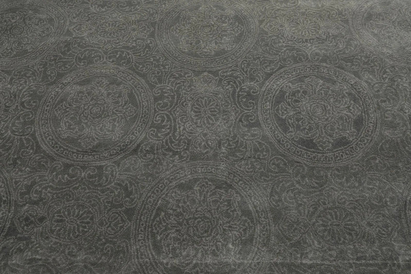 8' x 11' Handmade Wool Transitional Oriental Area Rug Tone on Tone Celadon