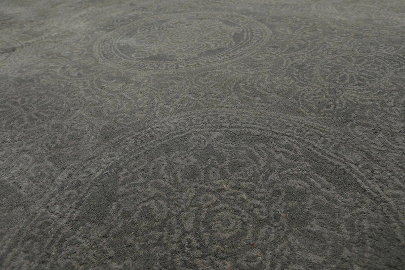 8' x 11' Handmade Wool Transitional Oriental Area Rug Tone on Tone Celadon