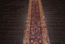 2'1''x10'  Runner Aubergine Hand-Knotted Traditional Thick Pile French Aubusson 100% Wool Oriental Area Rug