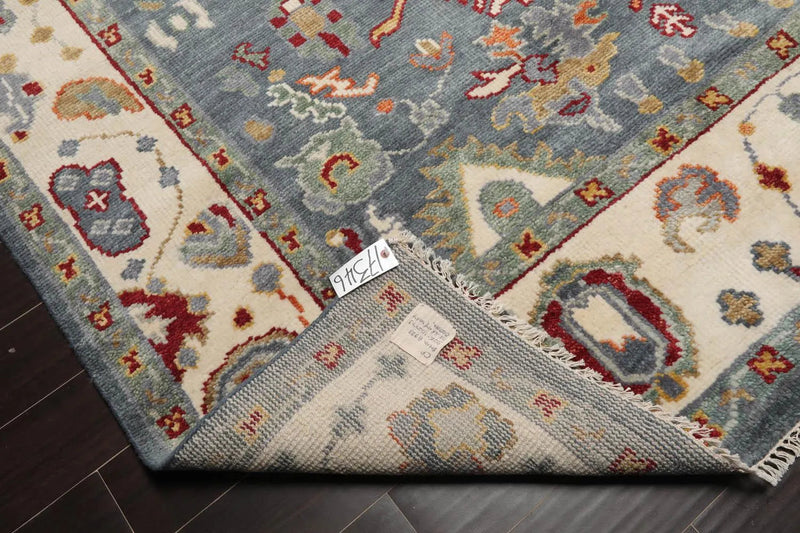 7' 9''x10' 2'' LoomBloom Muted Turkish Oushak Hand Knotted Wool Area Rug Slate, Ivory Color