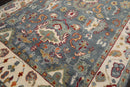 7' 9''x10' 2'' LoomBloom Muted Turkish Oushak Hand Knotted Wool Area Rug Slate, Ivory Color